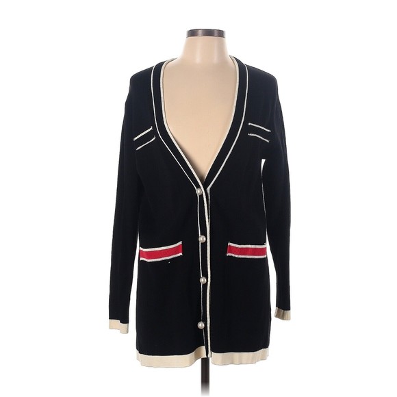 Zara Sweaters - ZARA Color Block Black & White Pearl Button Cardigan - L